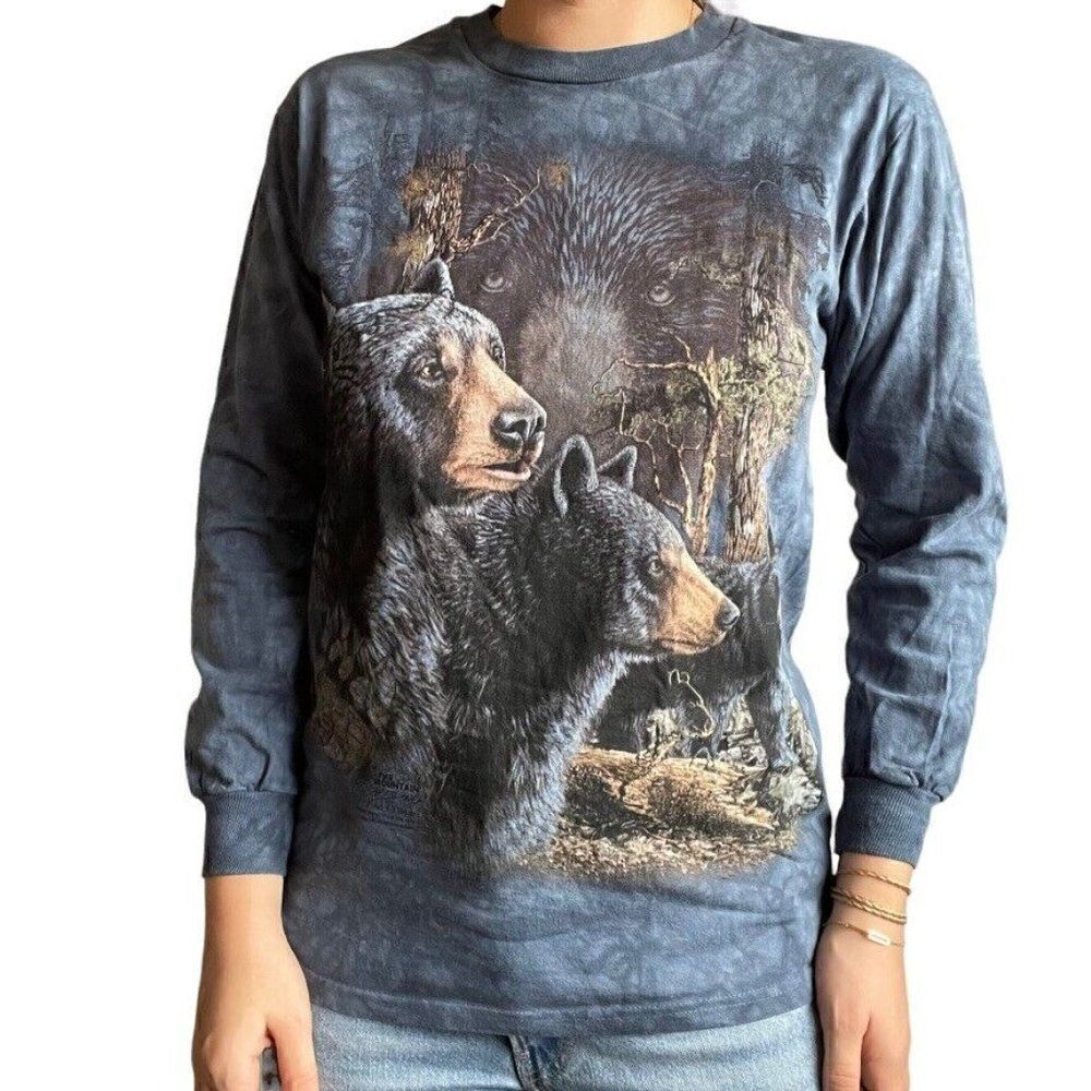 The Mountain Womens Graphic Tee Bear Crewneck Tie Dye Sweatshirt Sz S